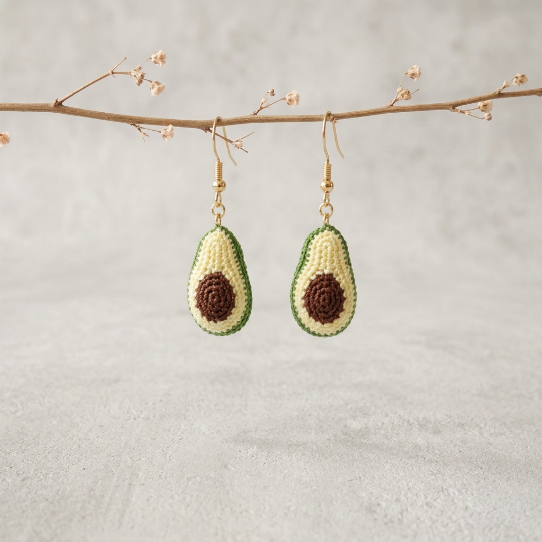 Micro Crochet Avocado Earrings