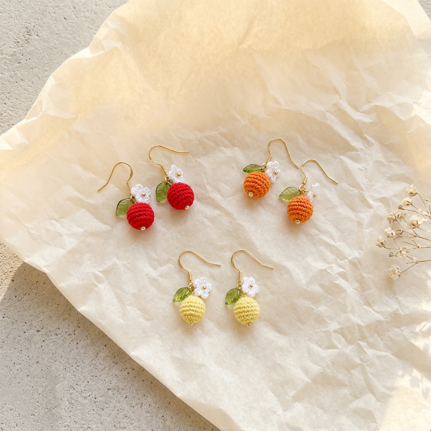 Micro Crochet Berry Earrings - all color variants