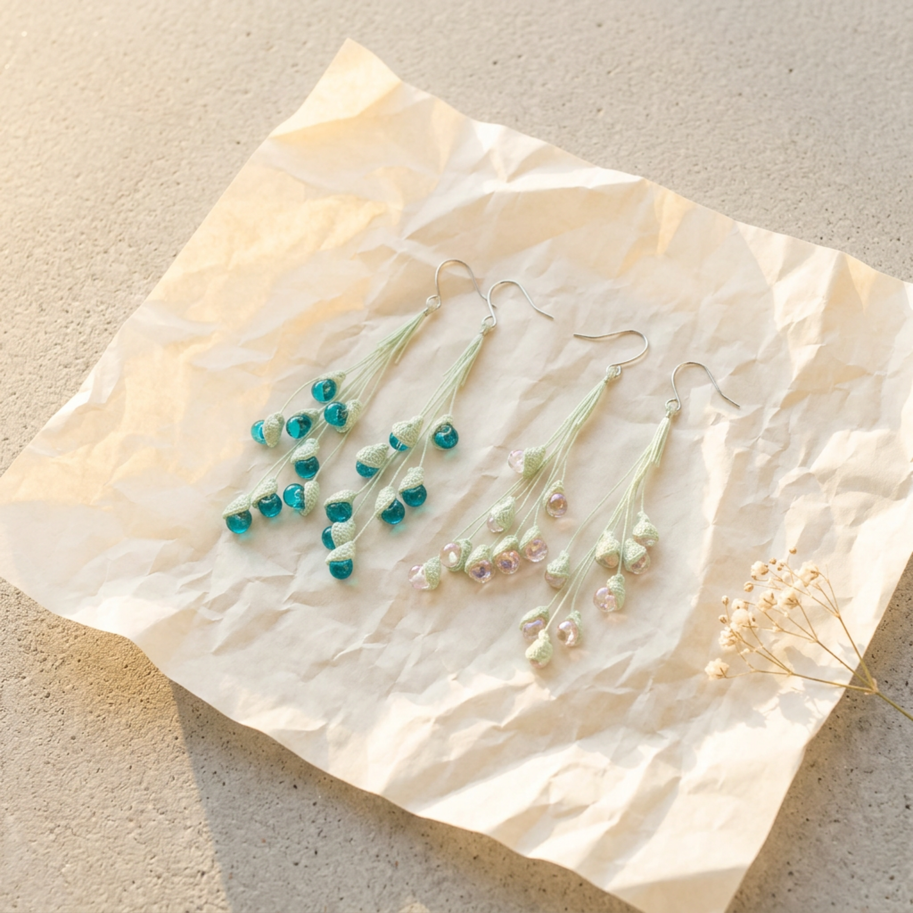 Micro Crochet Lily of the Valley Earrings - all color variants