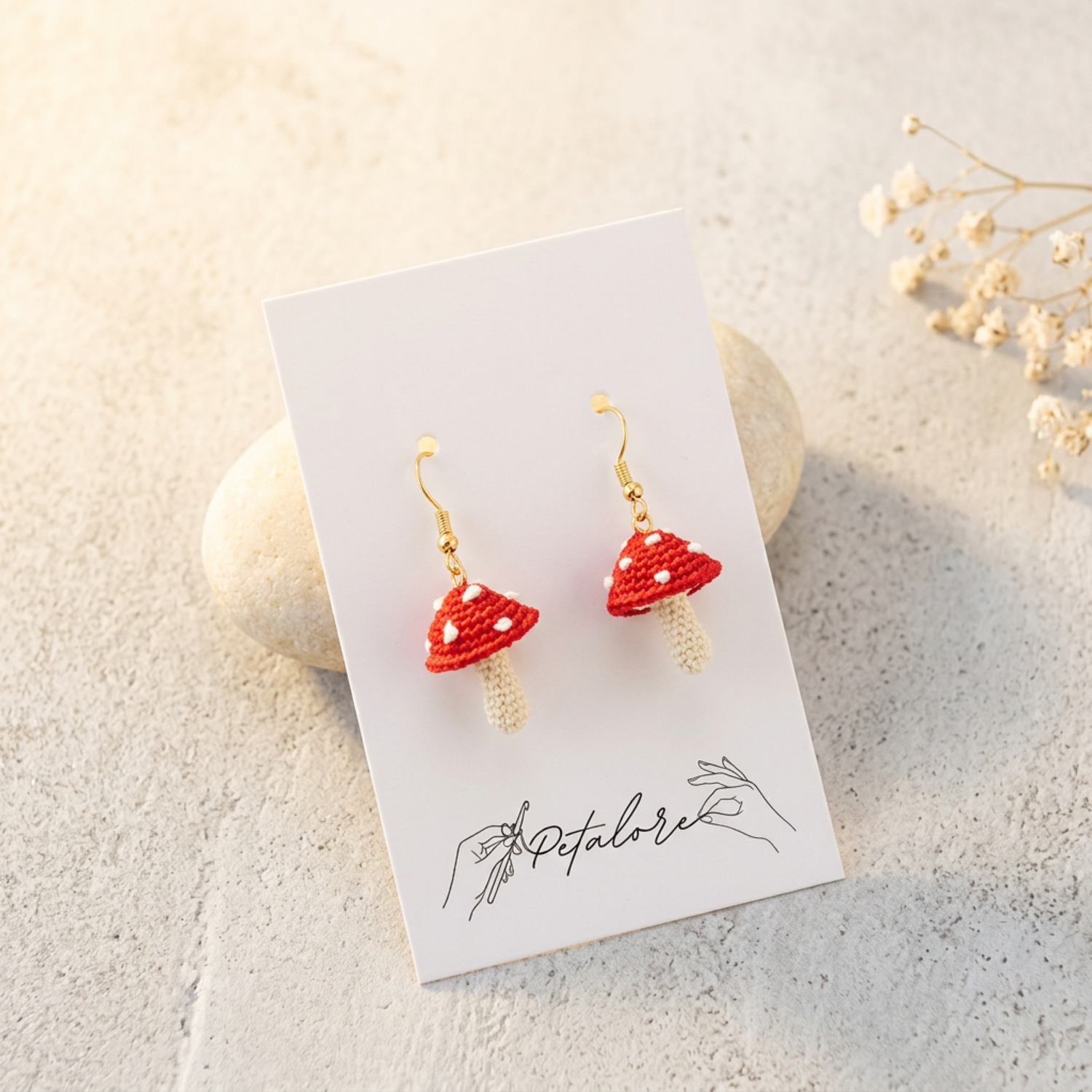 Micro Crochet Mushroom Earrings