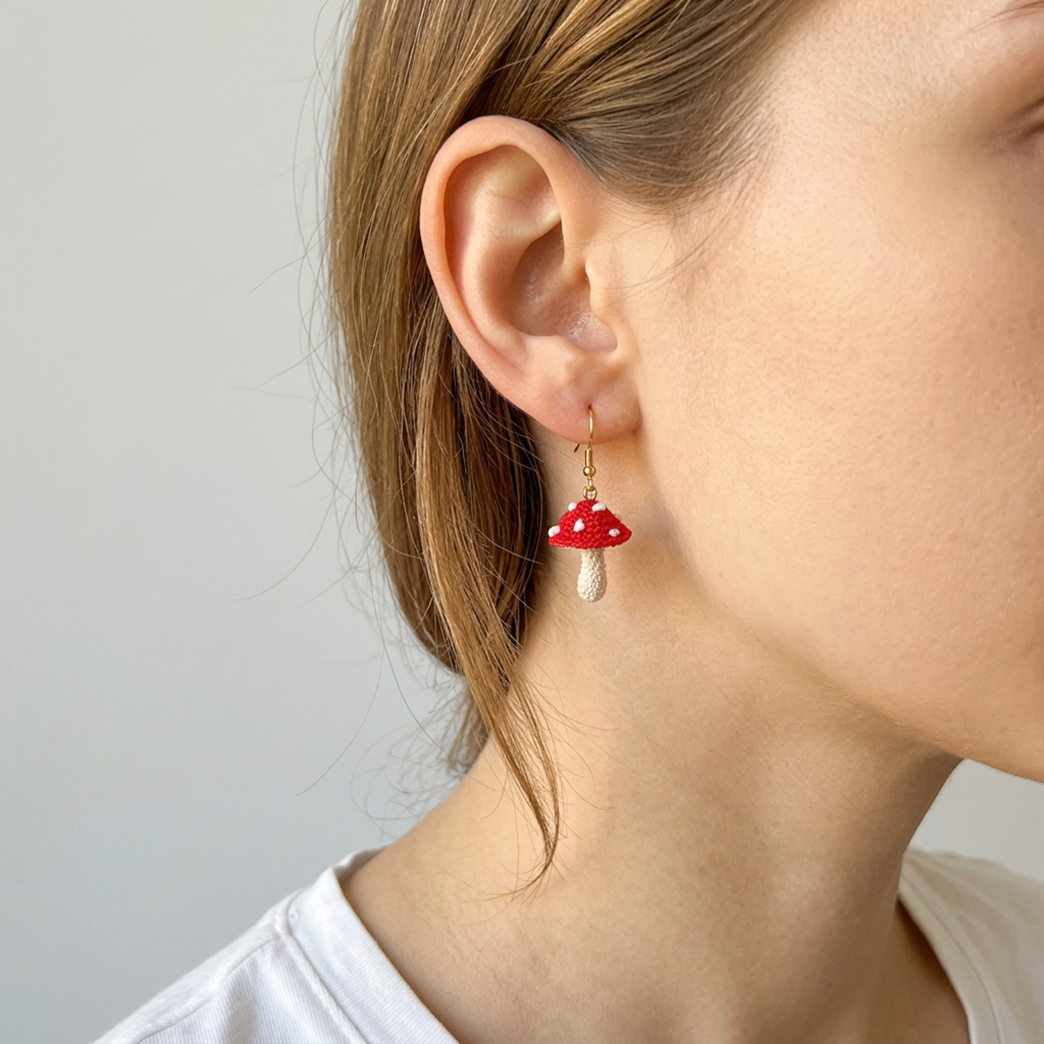 Micro Crochet Mushroom Earrings