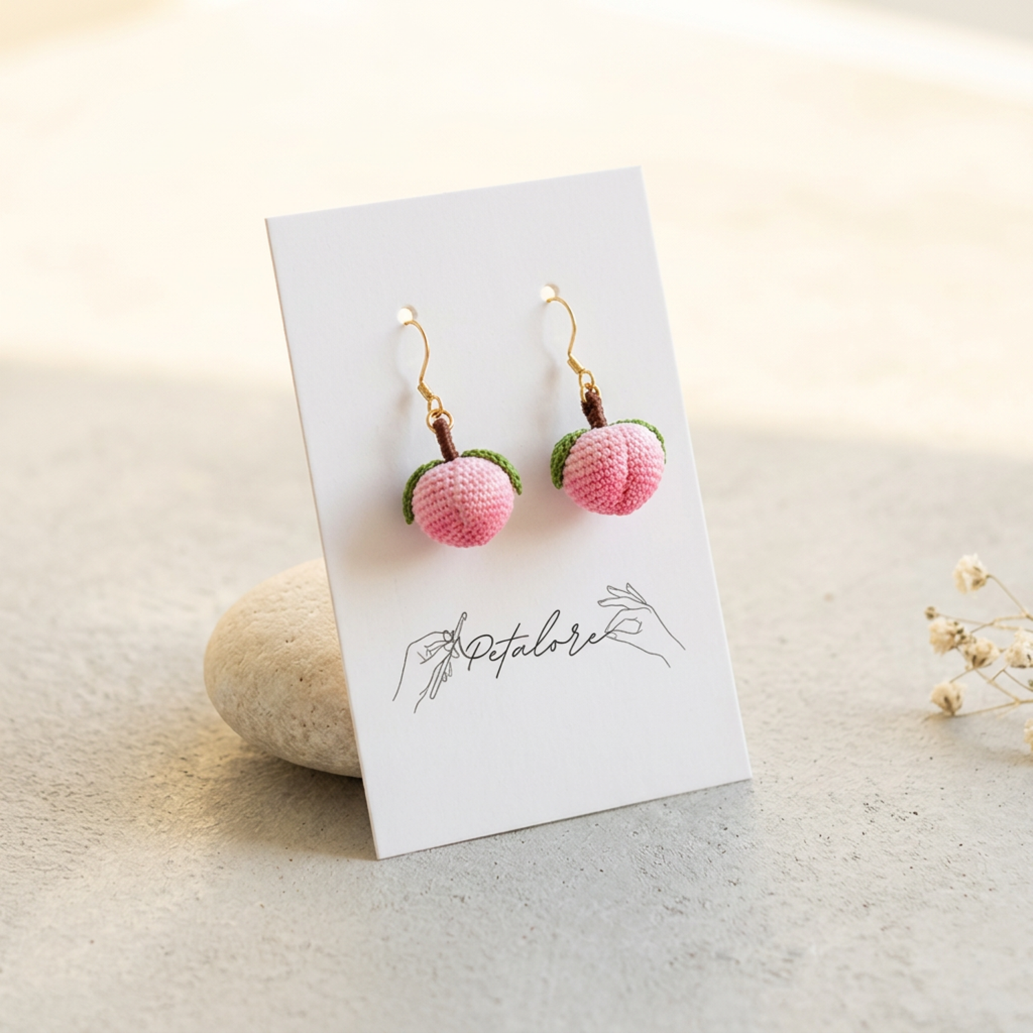 Micro Crochet Peach Earrings