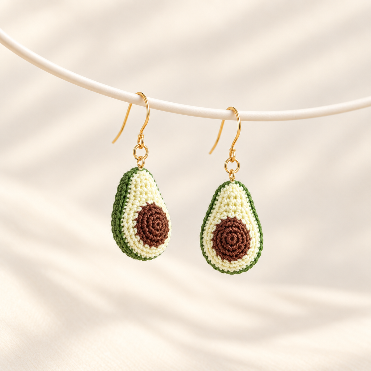 Micro crochet avocado earrings — main view