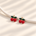 Micro crochet cherry earrings — main view