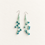 Petalore Blue lily of the valley micro crochet earrings — crochet detail view 