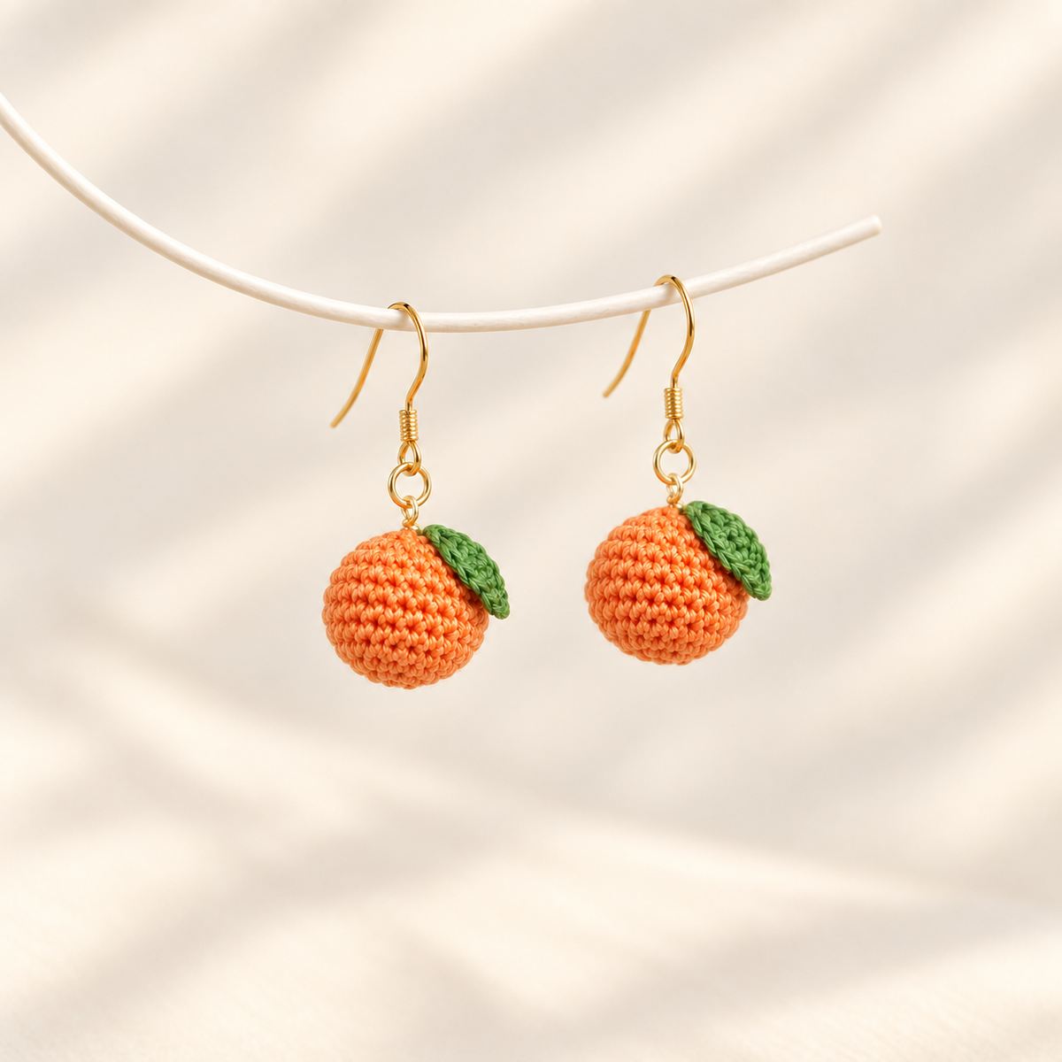 Micro crochet tangerine earrings — main view