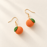 Micro crochet tangerine earrings — crochet detail