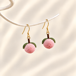 Micro crochet peach earrings — ivory main view