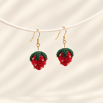 Micro crochet strawberry earrings — main view